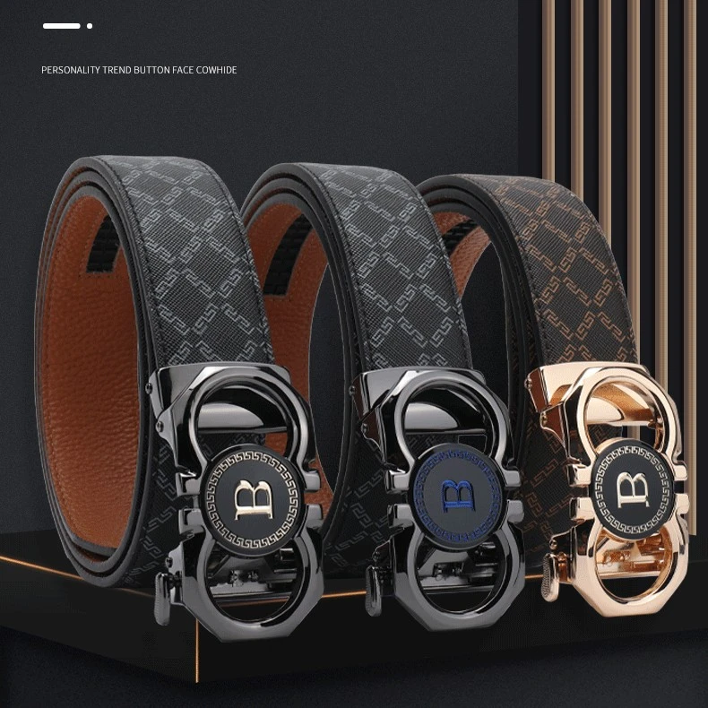 真皮腰带男士商务休闲印花爆款耐刮耐磨腰带厂家直售批发代发跨境