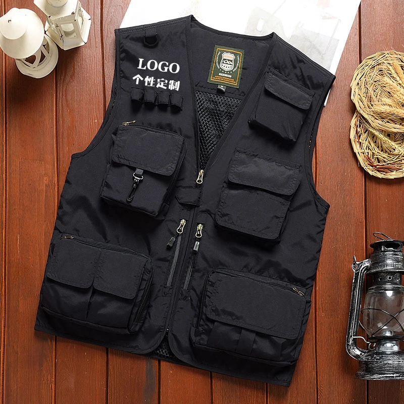 LOGO印字摄影马夹女多口袋速干工作马甲广告记者学生会服装背心男