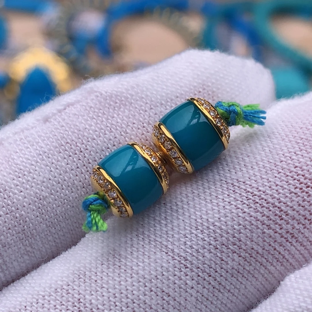 绿松石18K金镶嵌珠宝奇石6.8mm
