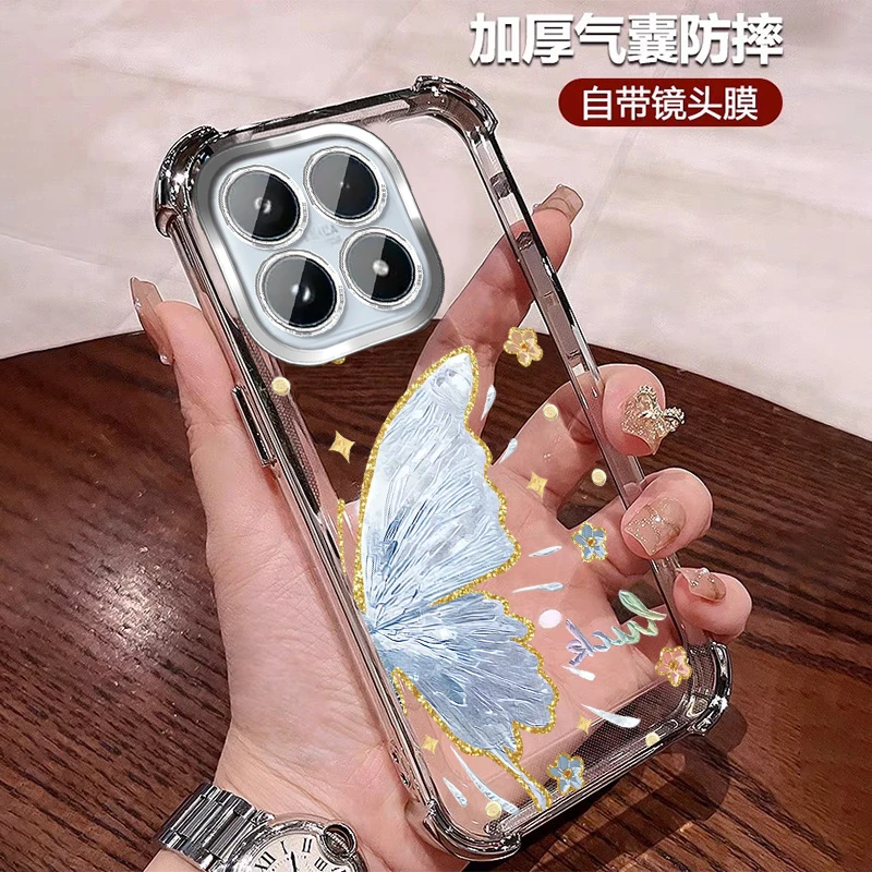 时尚蝴蝶适用小米17手机壳四角防摔mi17promax带镜头膜高颜值女士