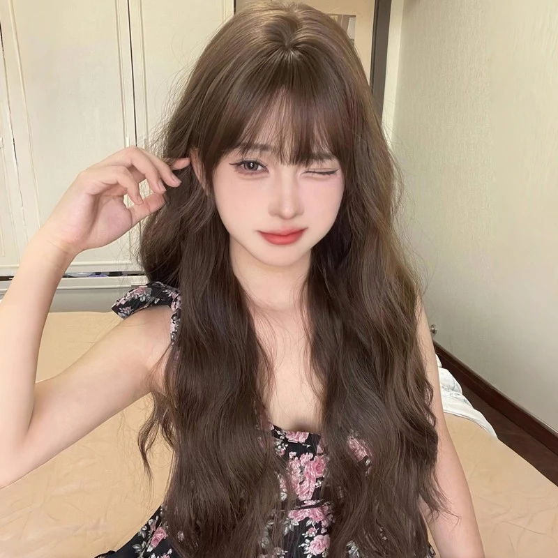 假发女长发羊毛卷空气刘海甜美自然韩系大波浪lolita氛围感全头套