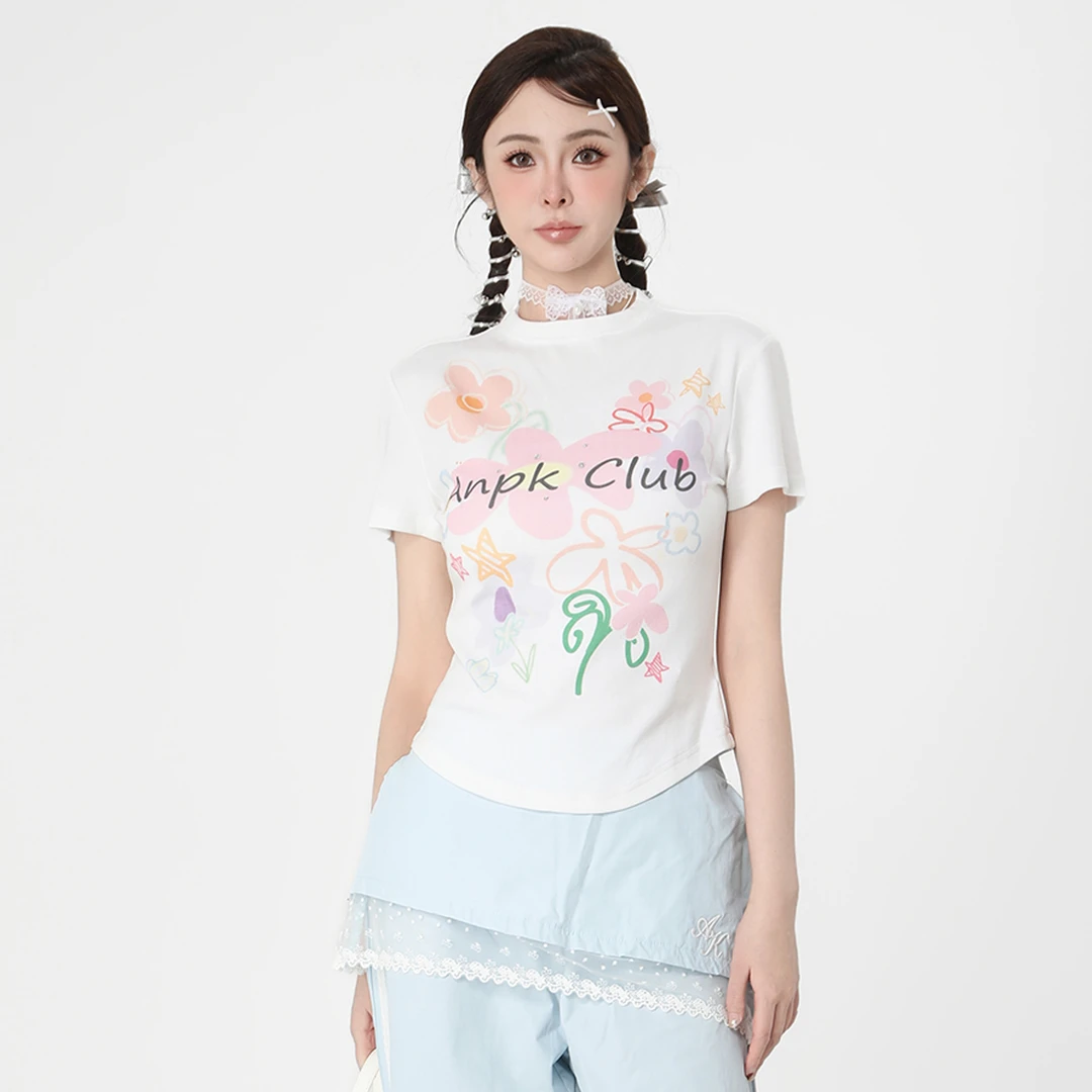 ANPK纯欲甜美正肩T恤短袖T恤白色春夏A5F02C0246