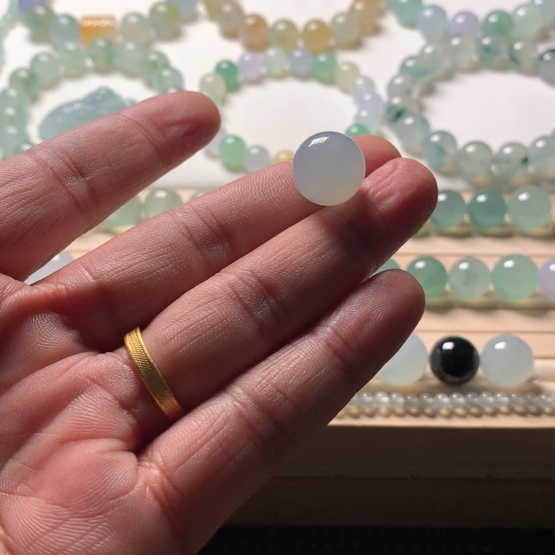 翡翠未镶嵌手链天然翡翠卡13.8单珠