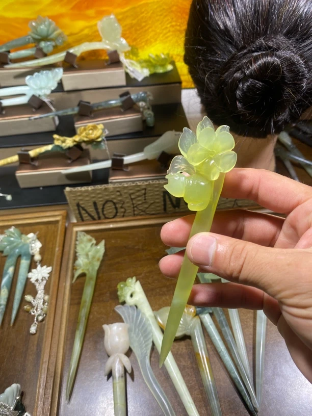 岫玉发簪、头饰、汉服发饰、简约玉簪、日常百搭、古风玉簪、精致发簪