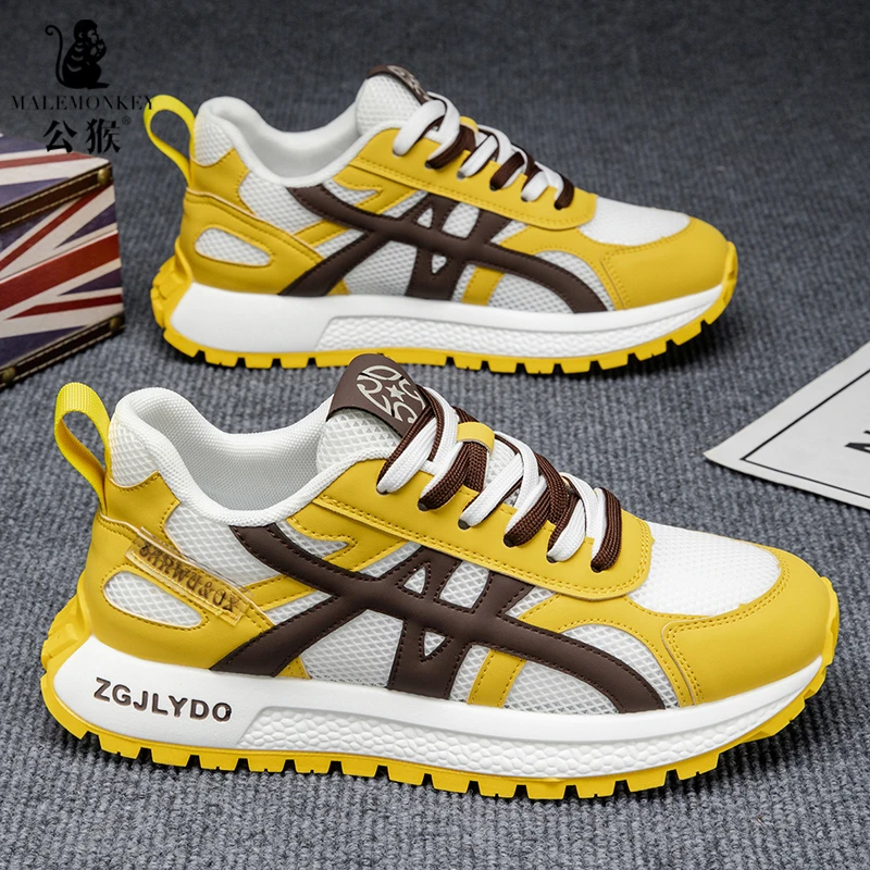 公猴男鞋夏季新款透气休闲网面鞋男士厚底增高潮流百搭跑步运动鞋