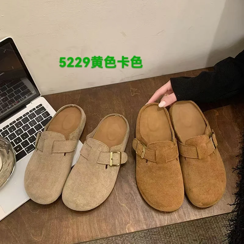 【超哥夫妇】5229新款平底百搭休闲博肯半托女鞋