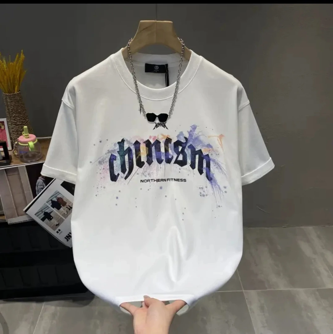 时尚春夏季新款男士高级潮牌短袖帅气青年ins品质轻奢纯棉T恤上衣