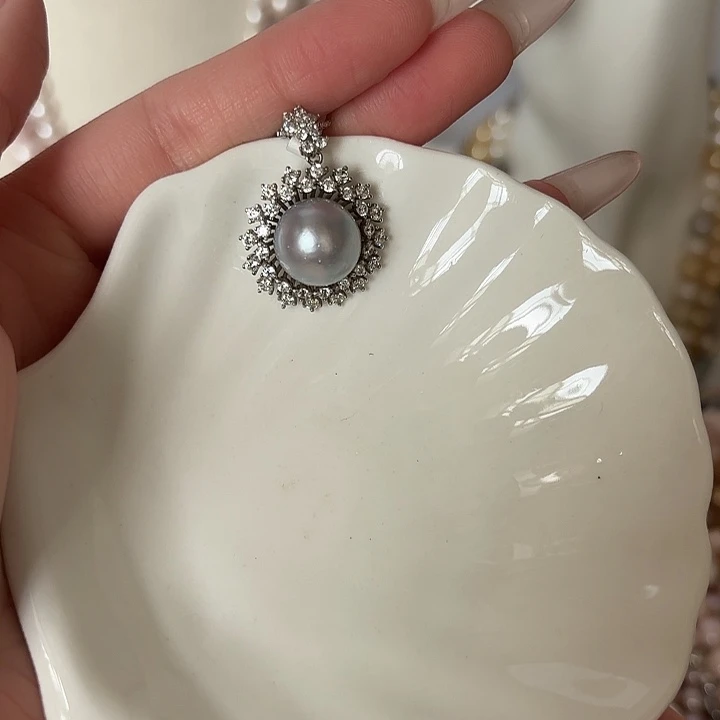 银S925镶嵌海水珍珠颈饰4号