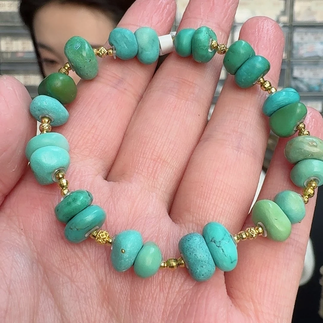 绿松石珠宝奇石18K金镶嵌
