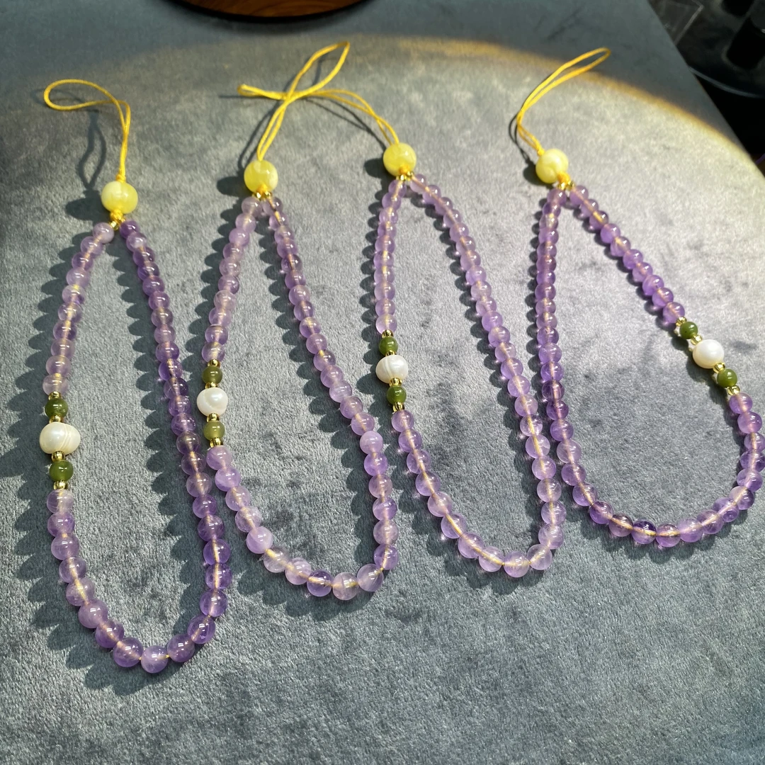 紫水晶 5.8mm 钥匙链手机挂  多样性发其一【SJ0092】