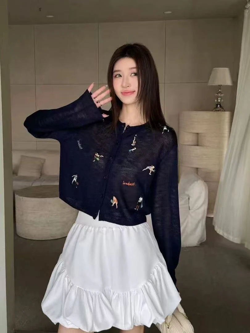 超爱~欧货复古针织开衫女设计感短款外搭防晒上衣1056