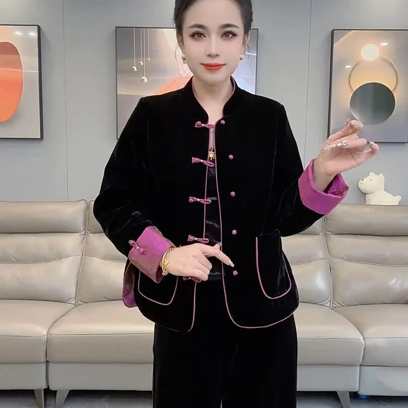 新中式国风春秋上衣唐装刺绣ins外套女秋季新款复古上衣洋气秋冬