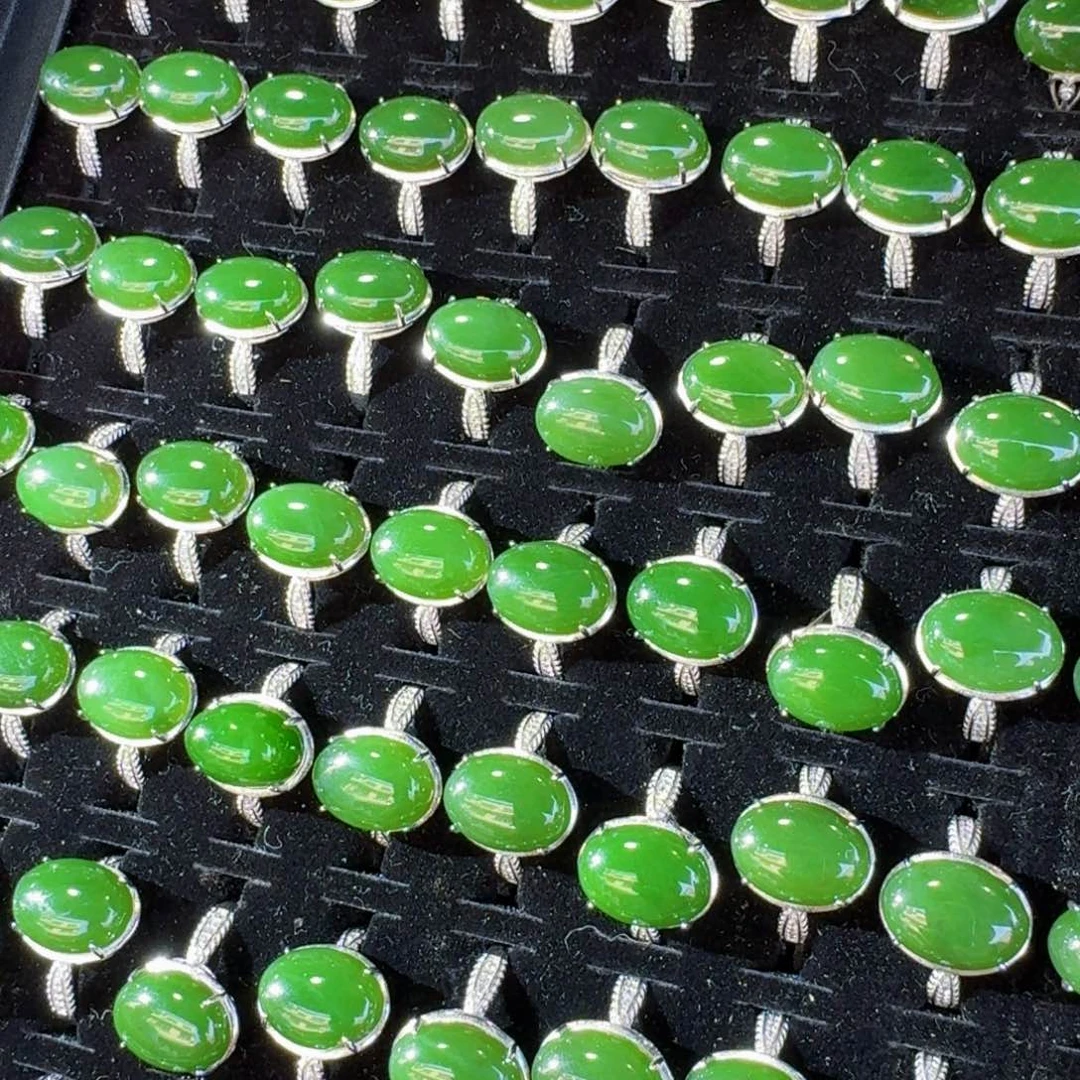 和田玉戒指银S925镶嵌多样性发货 拍一发一