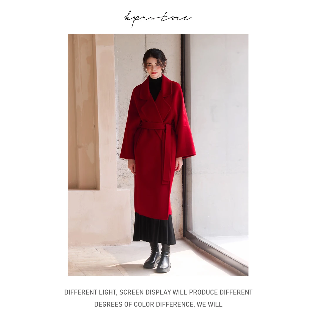 双面羊毛大衣女长款宽松高级感羊毛呢外套