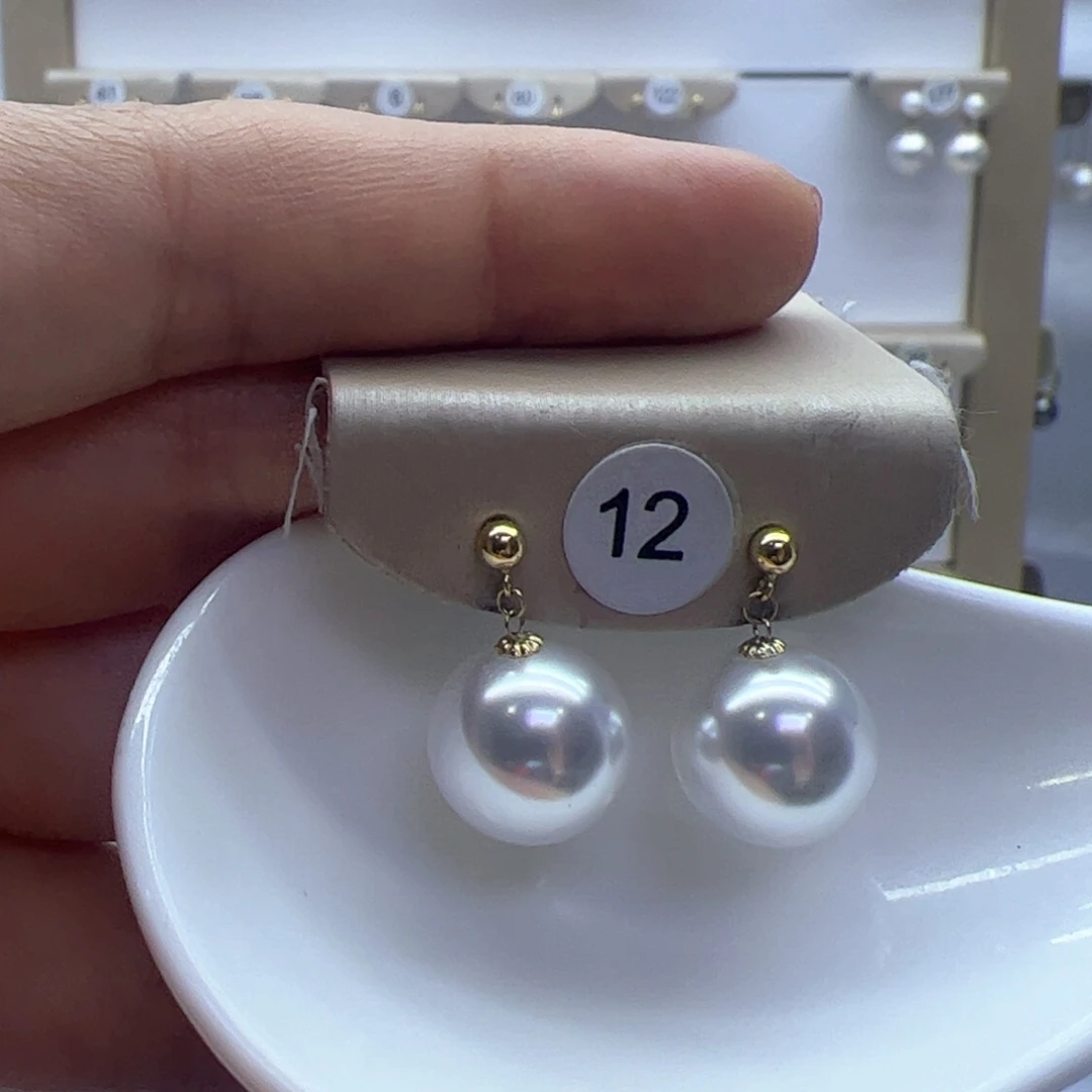淡水珍珠耳饰18K金镶嵌