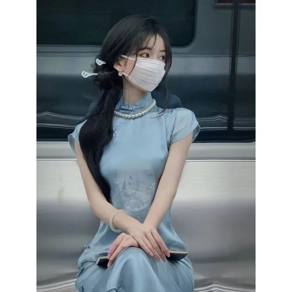 古法全开重工显白『一鹿有你』旗袍