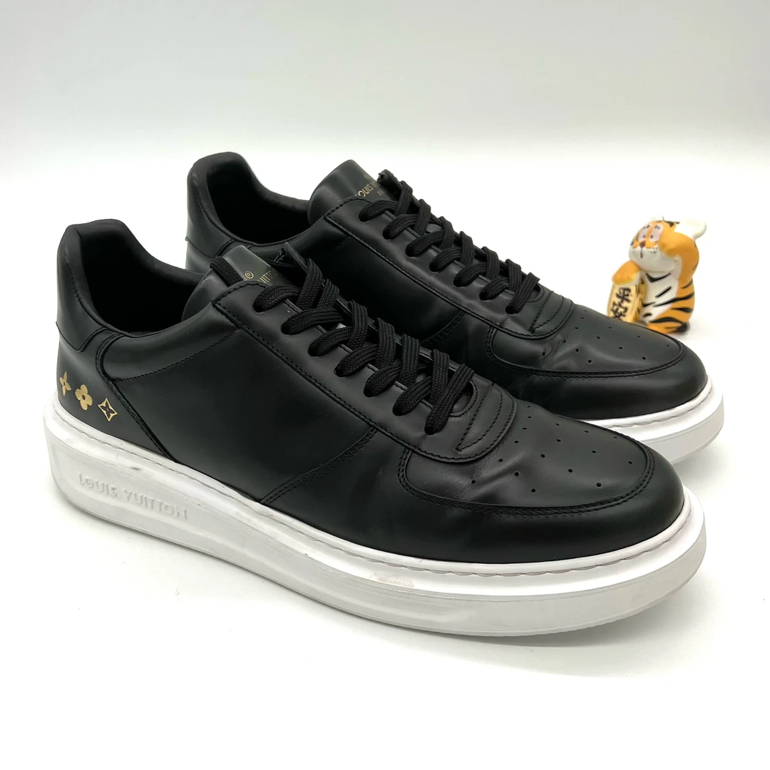 95新 LouisVuitton/路易威登 黑色皮面厚底松糕鞋男士百搭 41.5码