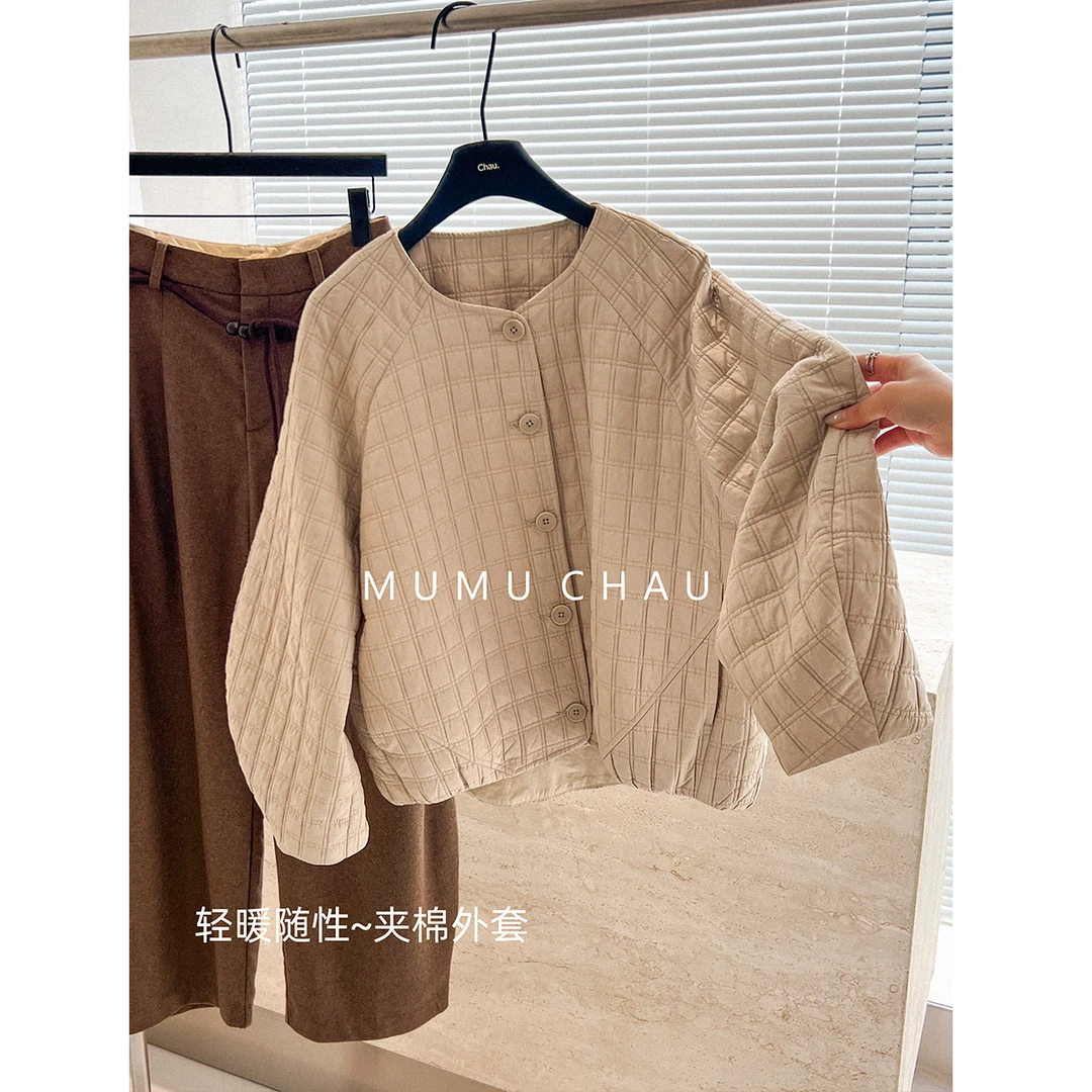 现货「MUMU CHAU」【云上香草】机理方块女时尚保暖外套LD58400童