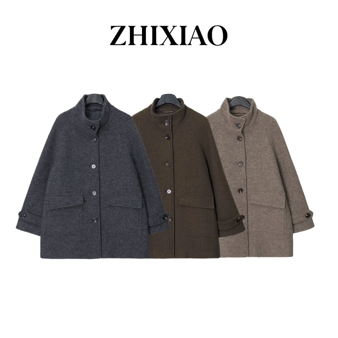 【ZHIXIAO】秋冬新款：羊毛中长款外套5161