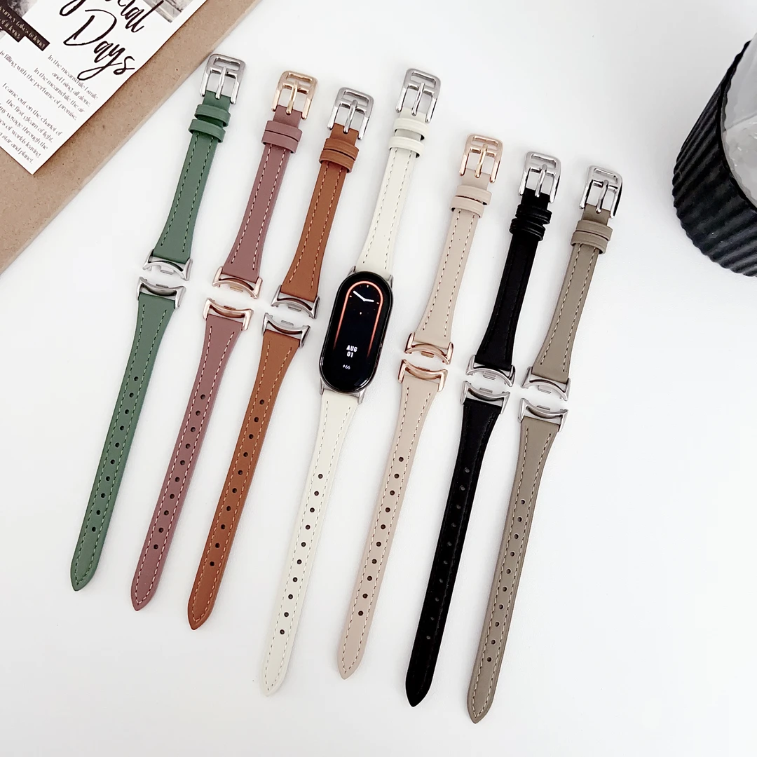 适用iwatch11苹果手表表带小蛮腰真皮表带小米10红米6vivogt2表带