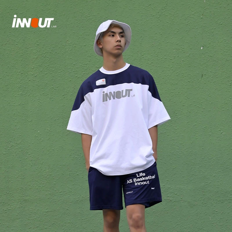 INNOUT夏季新款字母撞色冰球短袖tee运动透气潮牌篮球短袖投篮服