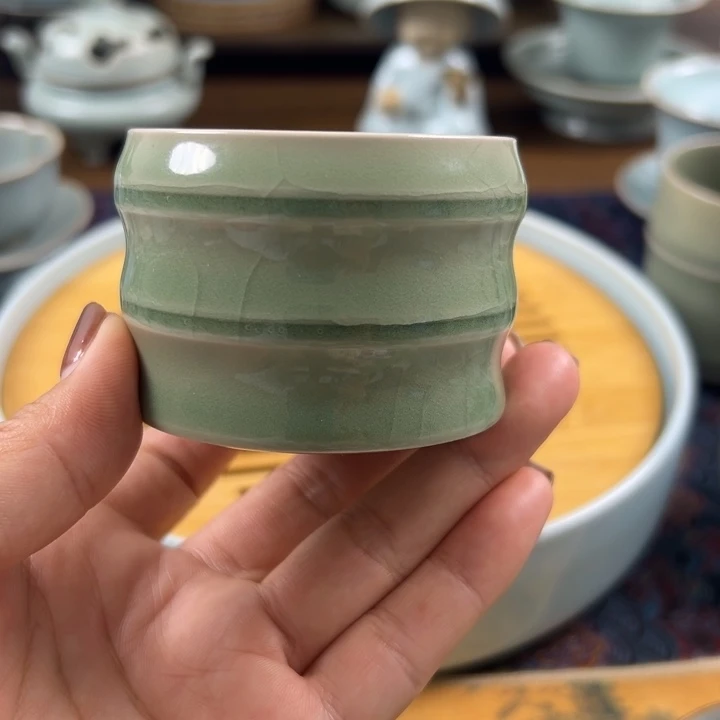 瓷碗原矿原釉竹节杯精品