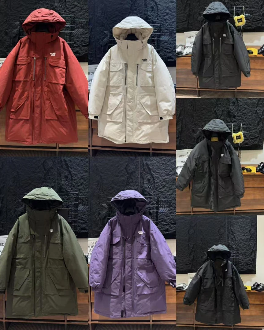 【GUQI】90白鸭工装羽绒服 时尚冬季新款加厚保暖连帽长款#249119