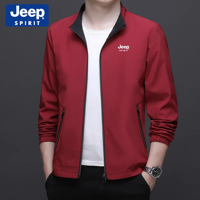 JEEP吉普春秋季高档立领休闲百搭男士外套中年新款薄款商务夹克男