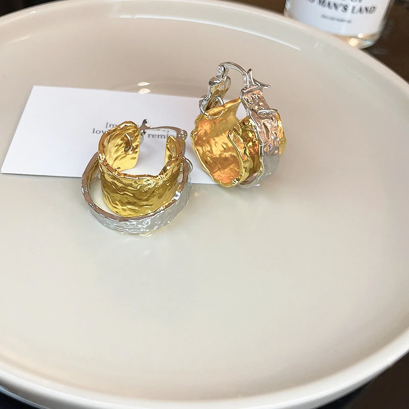 925银耳饰 女商务风日韩银色个性欧美风耳环ins黄色耳扣珠宝