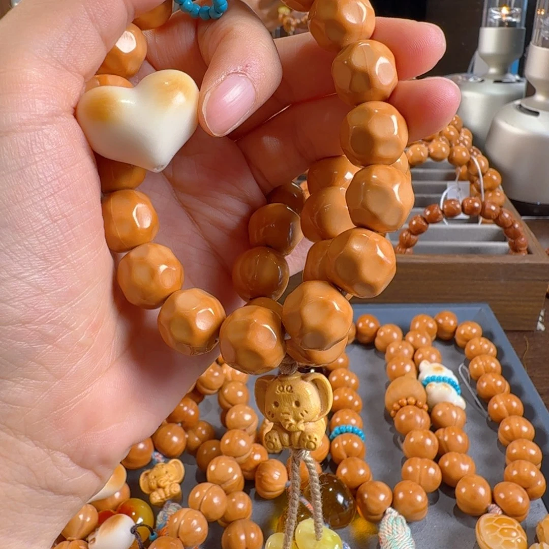 近***方猴头核桃手串奶酪爱心小象2个提溜绿色卡环