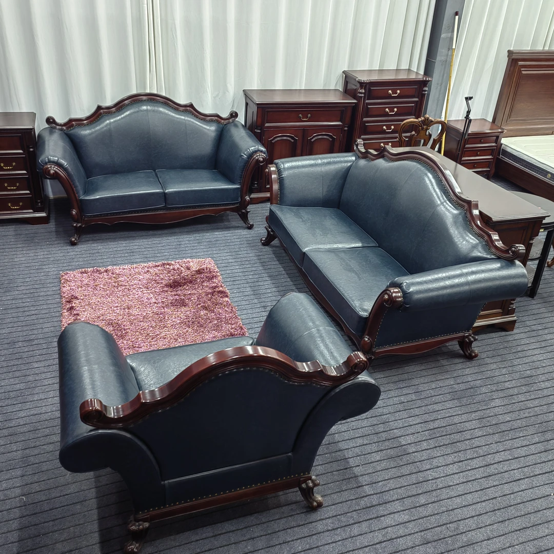 展厅清样款美式单人3+2+1沙发，性价比超高。皮沙发客厅欧式复古