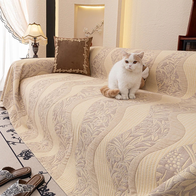 布艺盖布四季通用轻奢高级感一整张全盖温馨沙发巾沙发盖布毯子