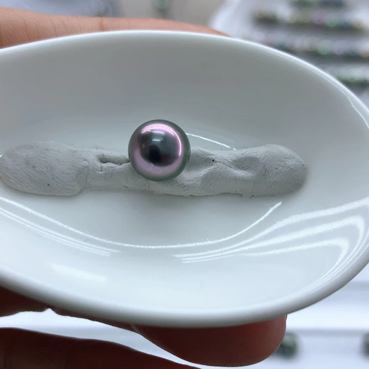 海水珍珠裸珠8+孔雀绿紫炫 安安