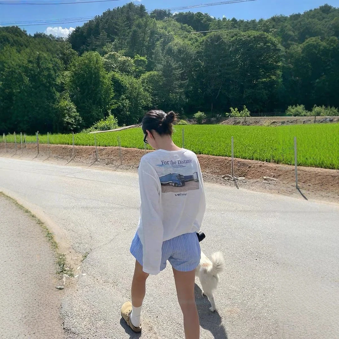 韩国单 后背小汽车 长袖T恤