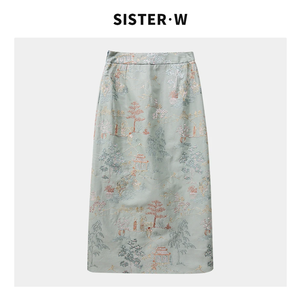 【no退no换】国风刺绣气质显瘦半身裙3937               ★