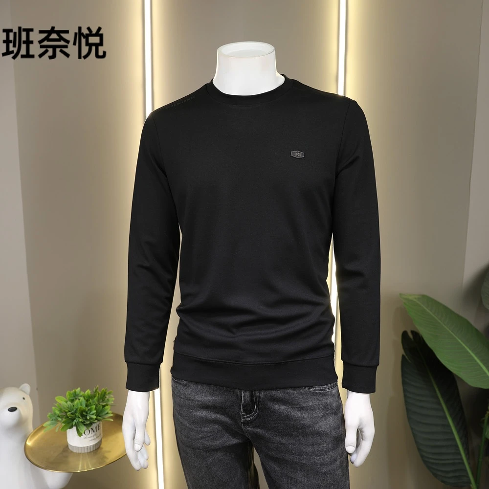 2025秋季新款高端简约卫衣男潮流休闲刺绣百搭长袖T恤打底衫上衣