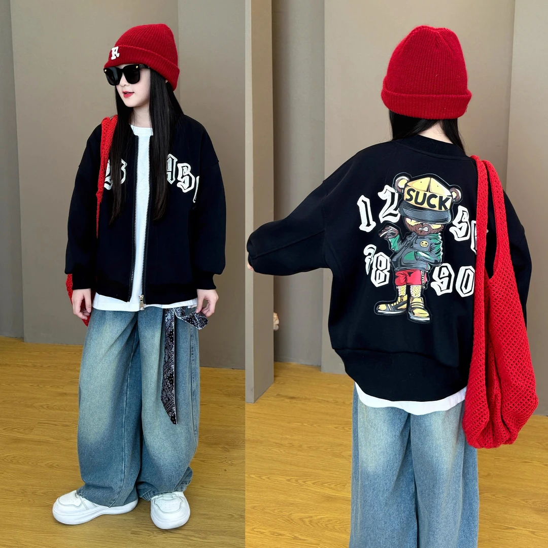 女童2025新款休闲外套两件套春秋装运动装女孩休闲儿童宽松套装潮