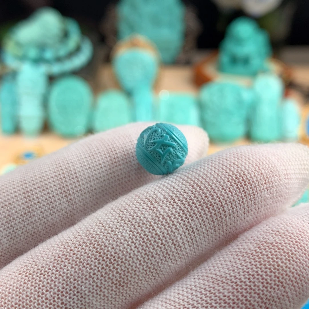 绿松石未镶嵌圆珠卡10.5