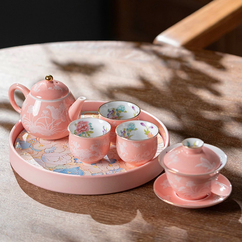 锦上添花茶具套组陶瓷茶壶茶杯茶盘盖碗 MC038