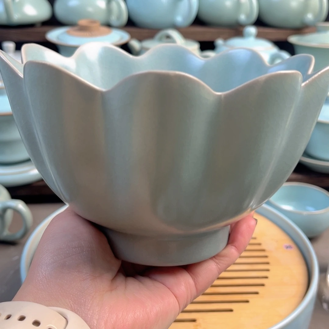 陶摆件瓷仿古釉莲花温婉原矿