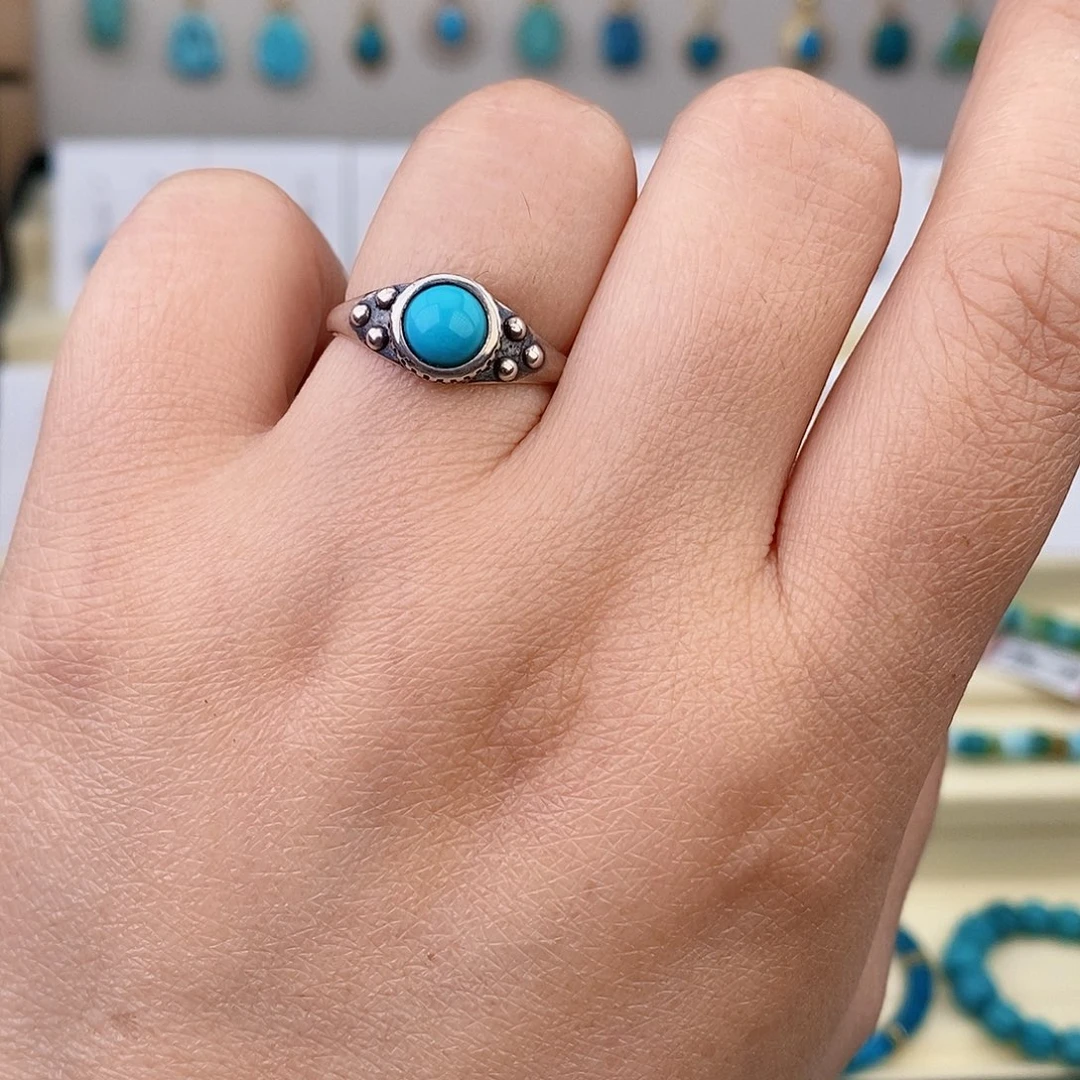 绿松石银S925镶嵌戒指