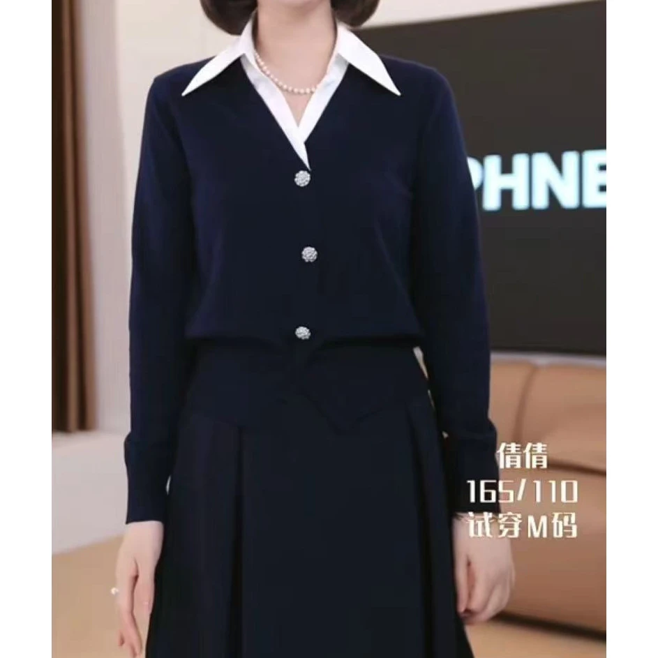 条纹圆领长袖针织衫女秋季毛衣内搭打底衫2025新款莱赛尔天丝上衣