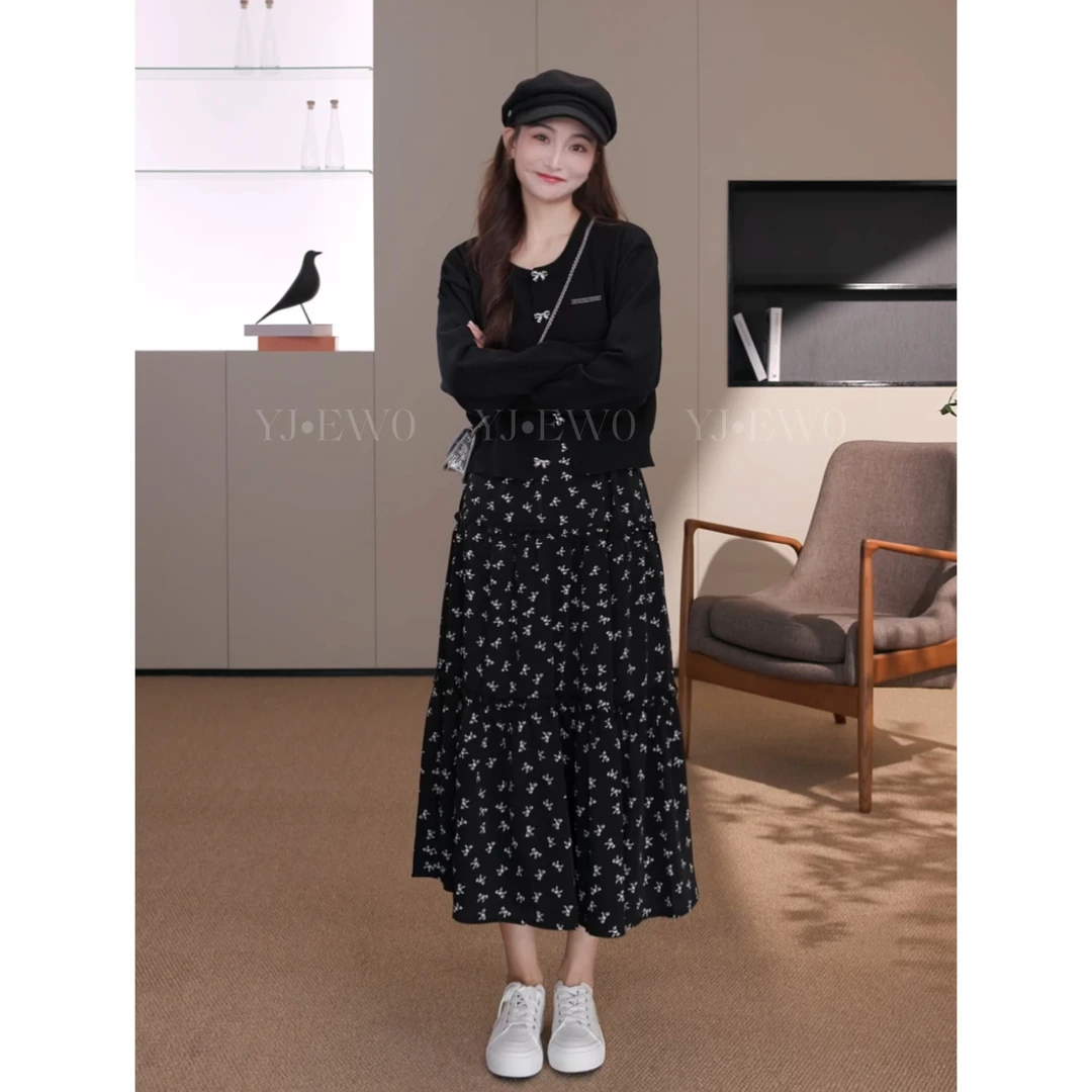 【小蓝严选】春季新款休闲百搭高腰碎花极简百搭半身裙-9717