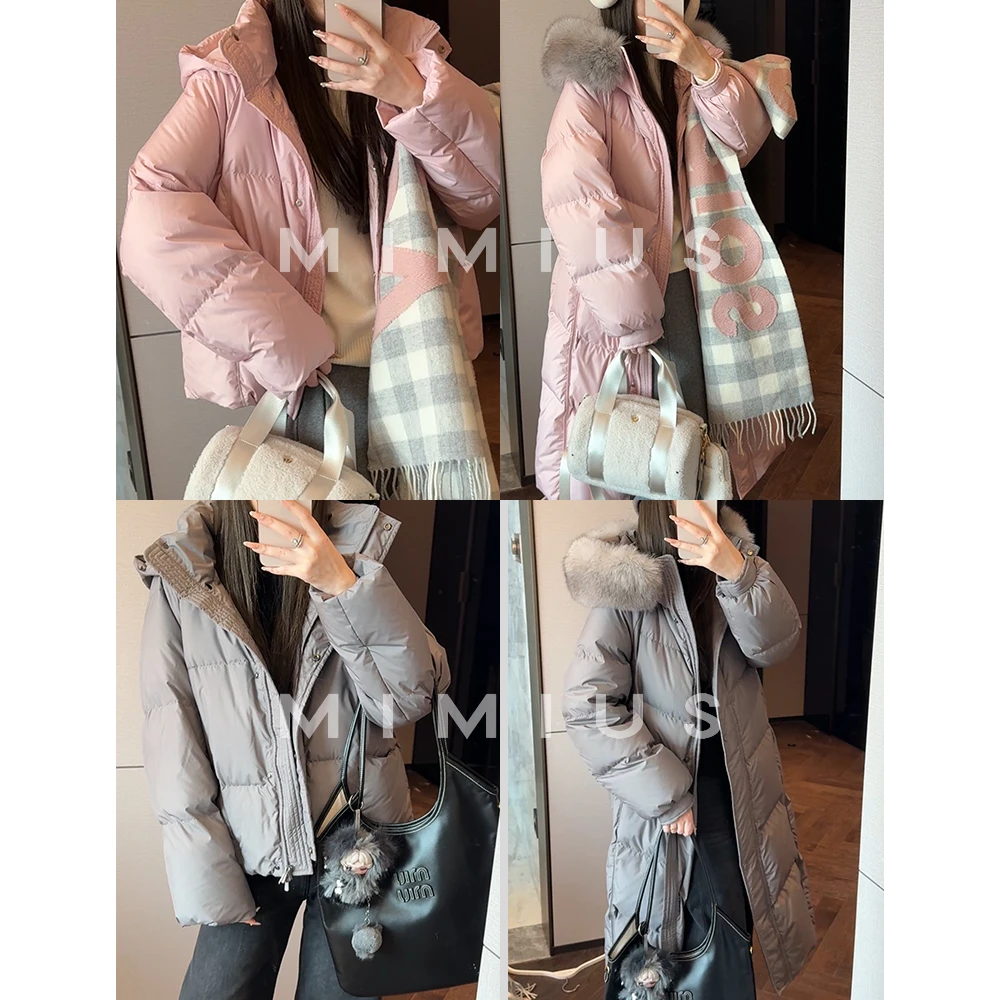 【mimius】U 可溯源三星安心羽绒 大毛领连帽纯色羽绒服 G10304