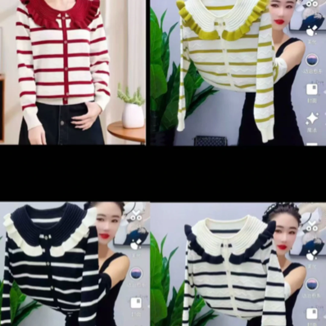 1111时尚新款彩条毛彩条的毛衣