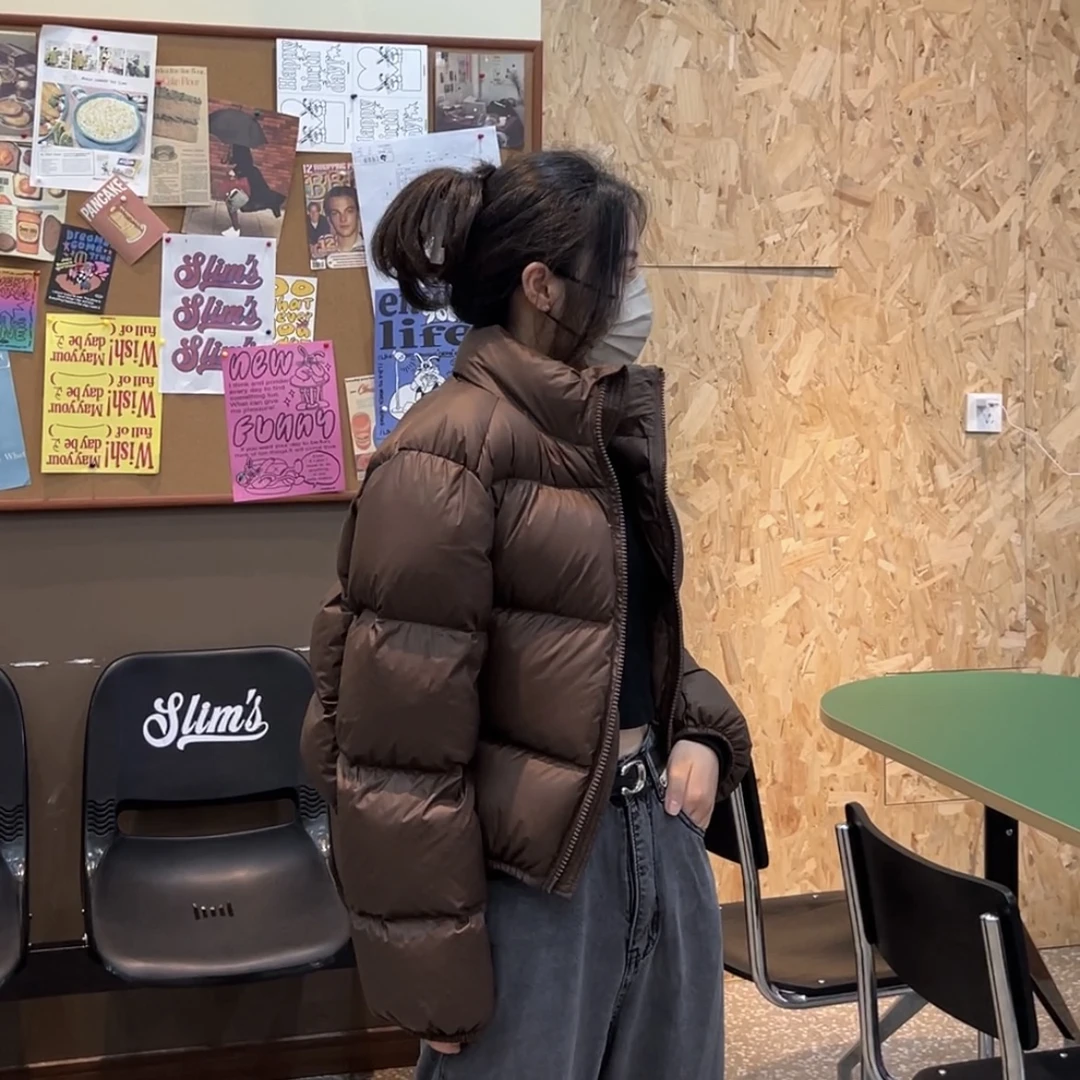 90白鸭绒短款羽绒服加厚秋冬女立领保暖时尚百搭肯豆欧美ins外套