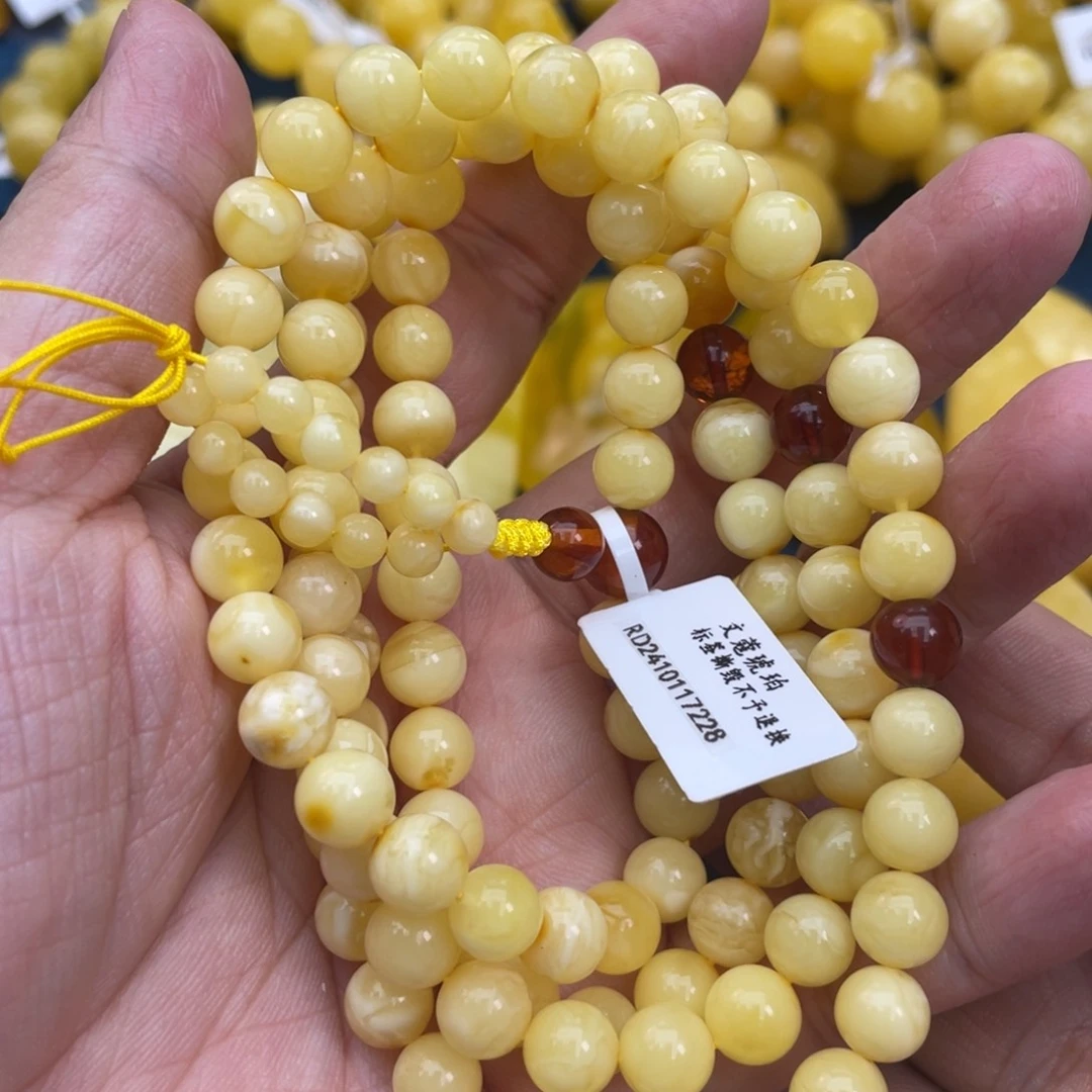 琥珀裸石未镶嵌琥珀蜜蜡108多圈7m m