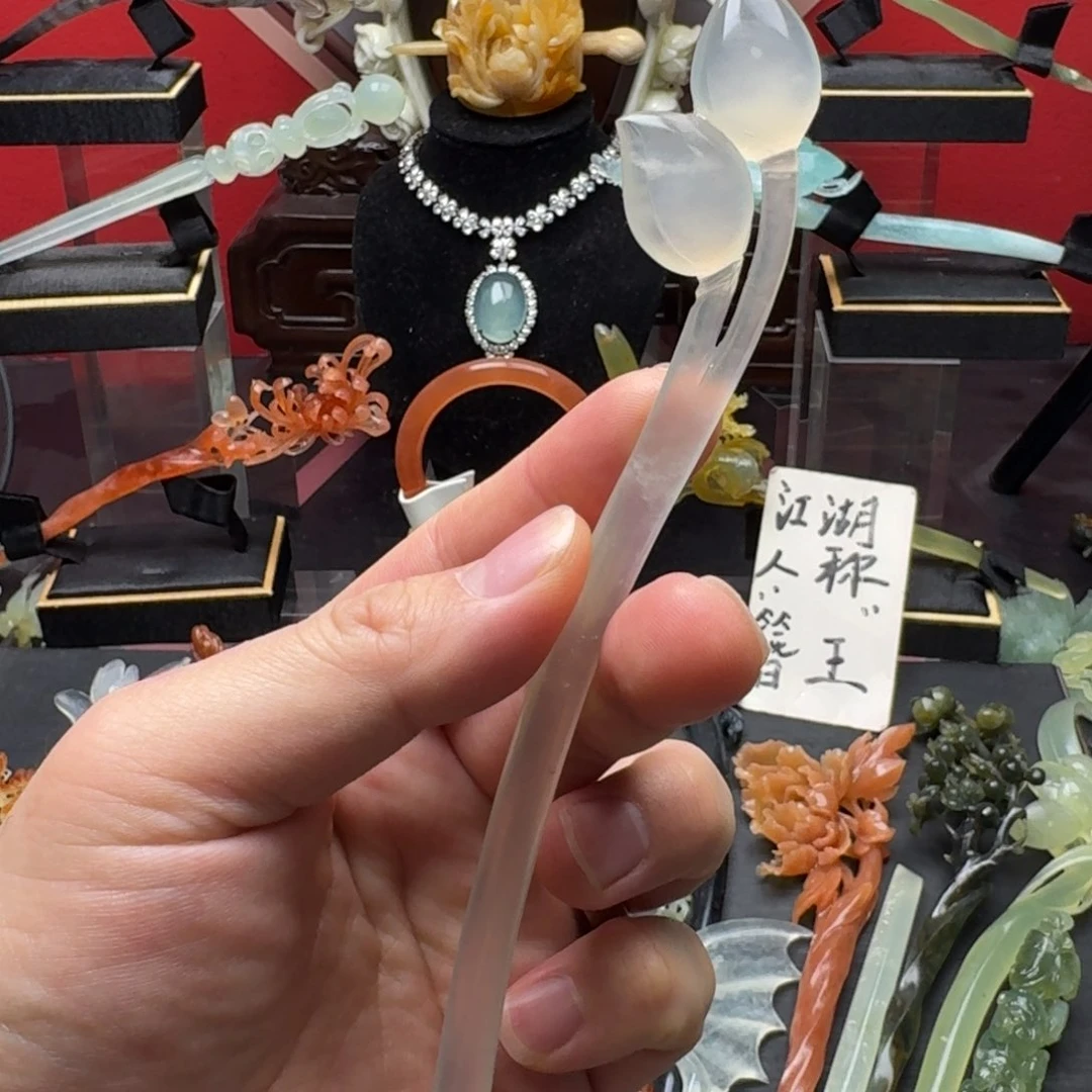 岫玉发饰未镶嵌明君玉簪就是好看