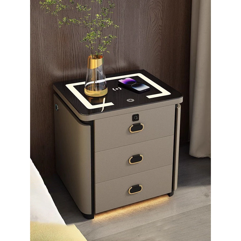 【3771人收藏】智能床头柜家用现代多功能轻奢卧室实木无线床边柜简