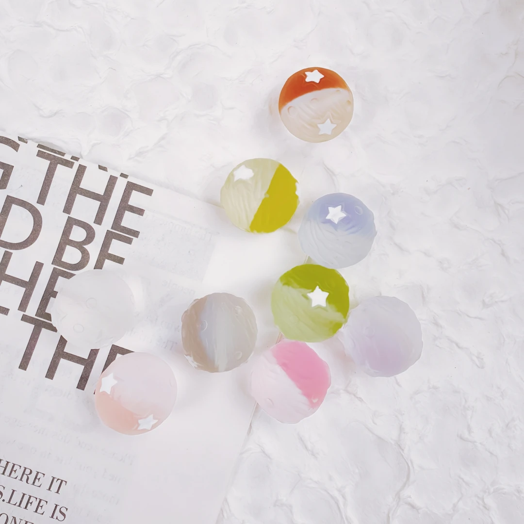 韩国胶定制k17.5磨砂发光手绘五角星荔枝珠